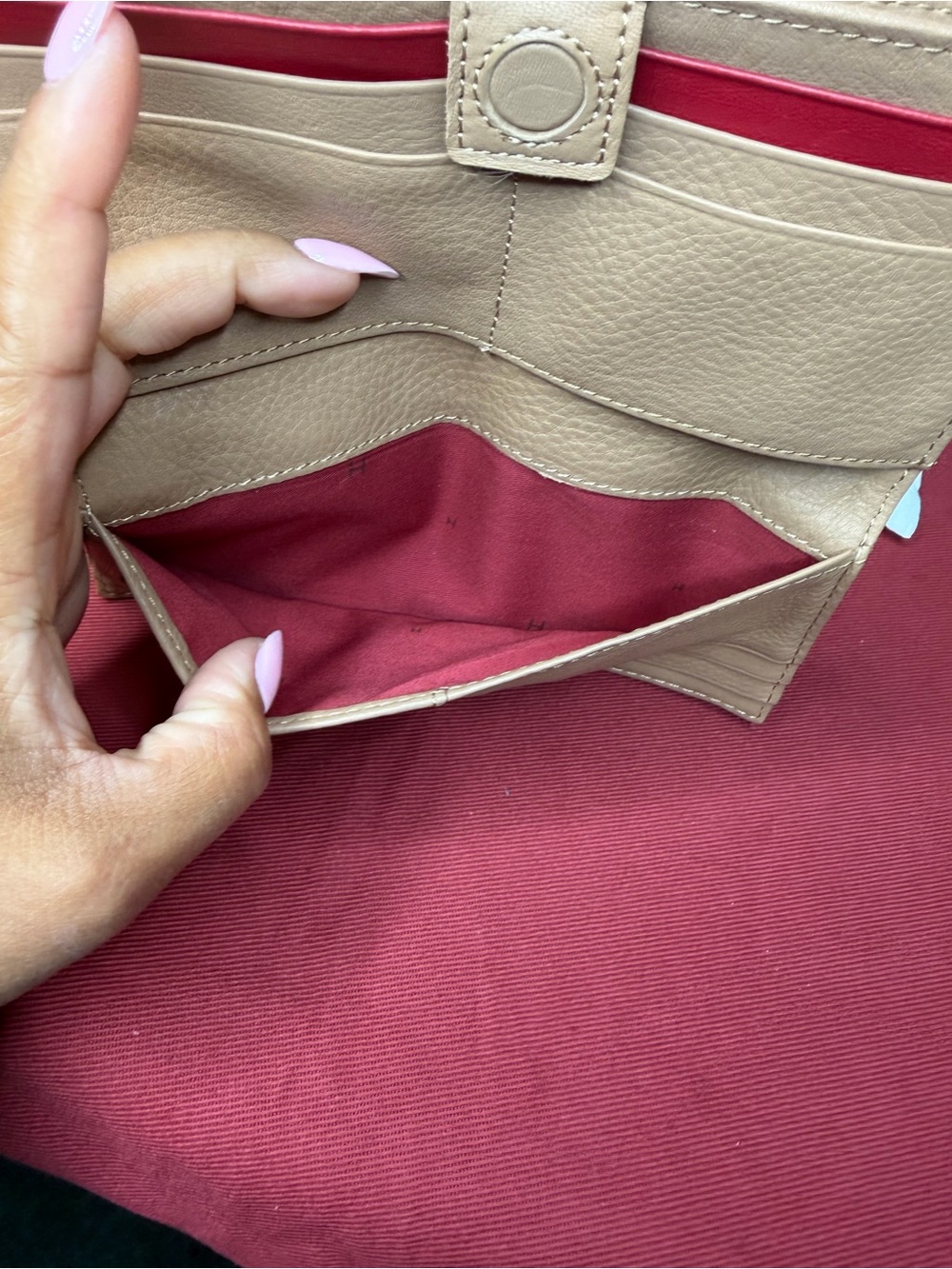 Hammitt Sculpted Taupe Wallet with Black Button Accents - Picture 7 of 7